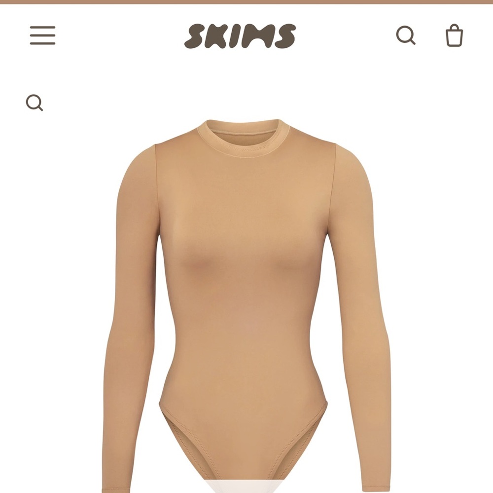 SKIMS Tan Long Sleeve One Piece Swimsuit